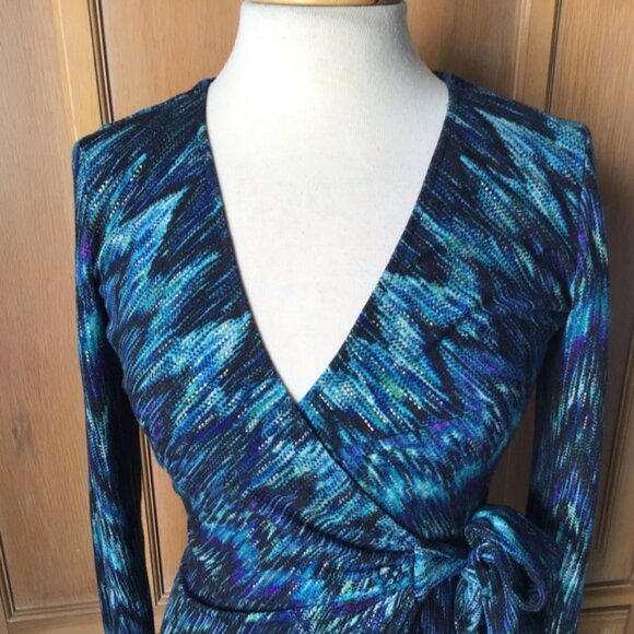 Cache Chevron Knit Faux Wrap Dress Size 0 - Picture 4 of 6